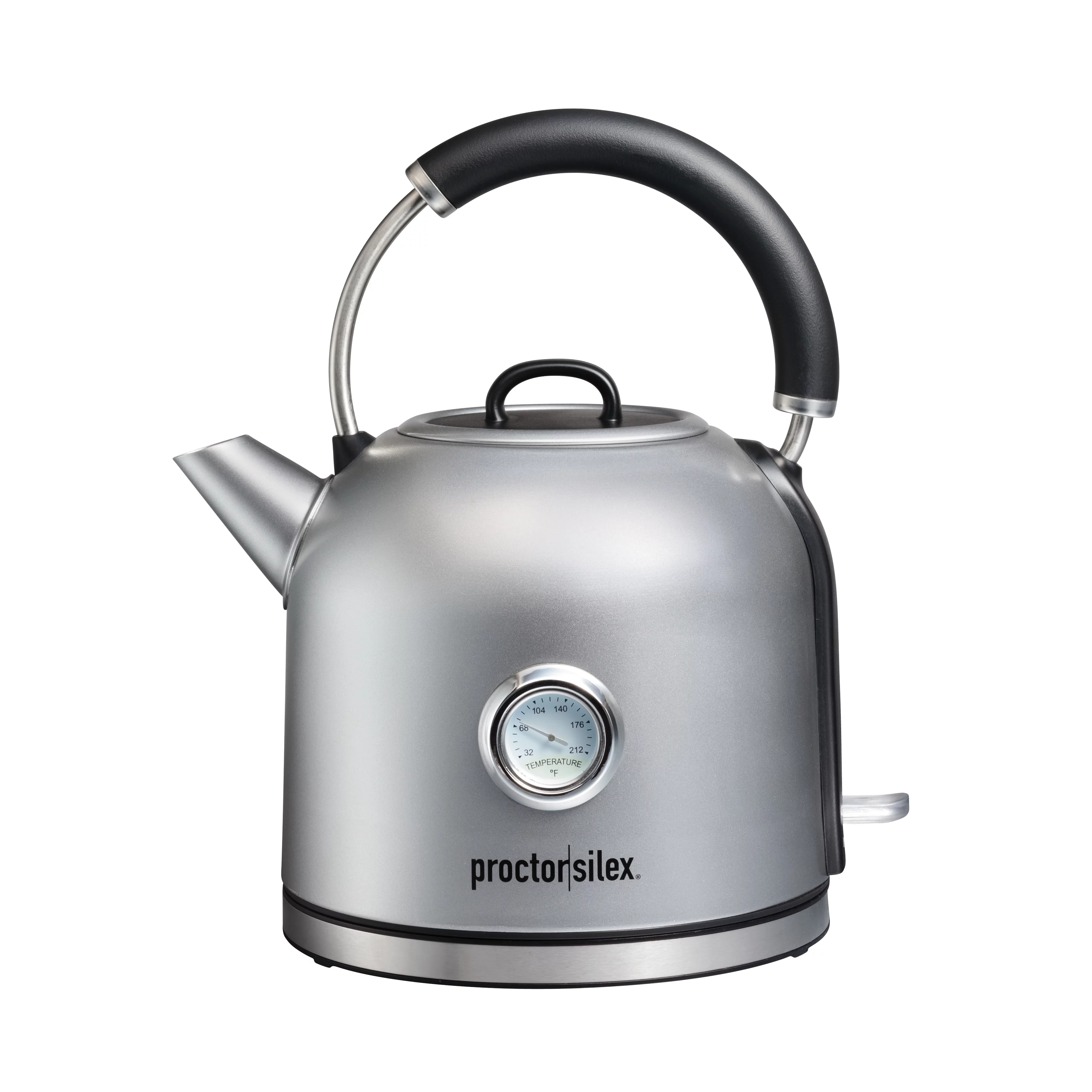 Proctor Silex Electric Dome Kettle, 1.7 Liter Capacity, Temperature Gauge, Stainless Steel, 41035