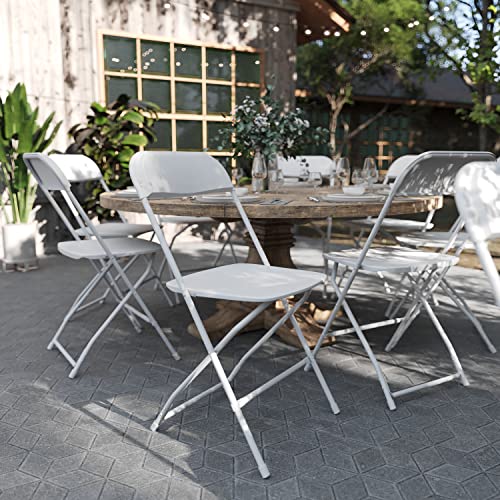 Flash Furniture Elon 5' Rectangular All-Occasion Plastic Folding Event Table, Foldable Portable Banquet Table for Indoor/Outdoor Events, White