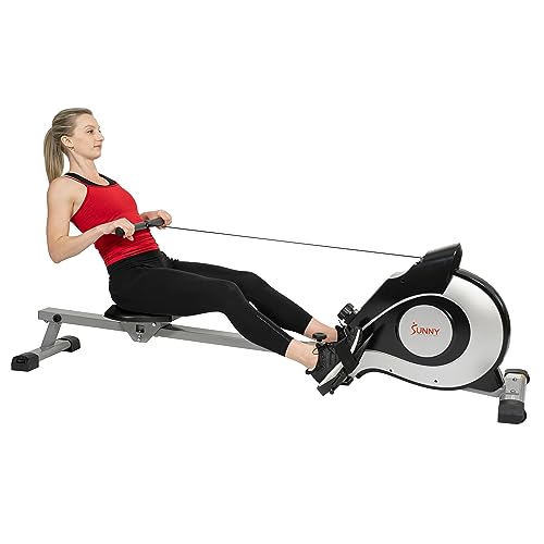 Sunny Health & Fitness Magnetic Rowing Machine Rower with 8-Level Resistance, 53.4