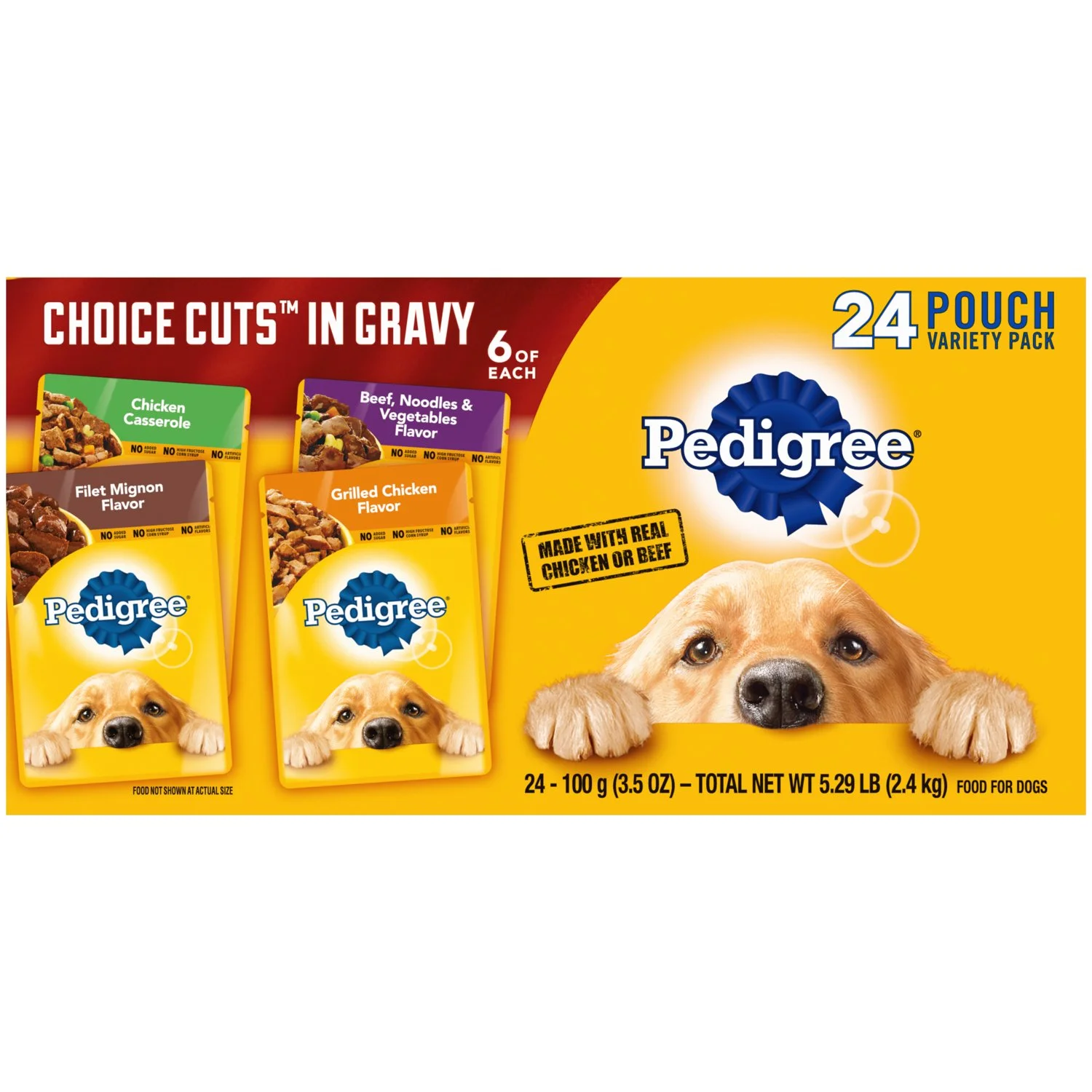 Pedigree Choice Cuts Gravy Wet Dog Food Variety Pack, 3.5 oz Pouches (24 Pack)