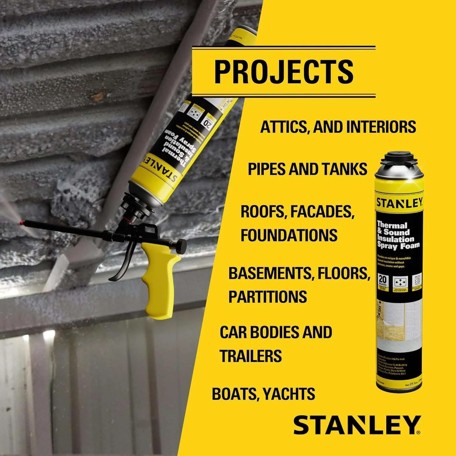 Stanley Supercoat Spray Foam Insulation Kit - Closed Cell, 480 Board feet, 27.1 oz, 24 Pack