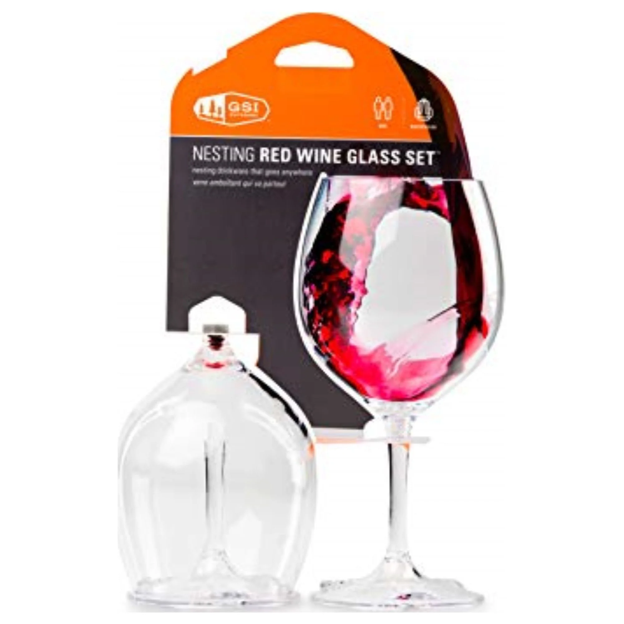 GSI Sports 79312 Nesting Red Wine Glass Set
