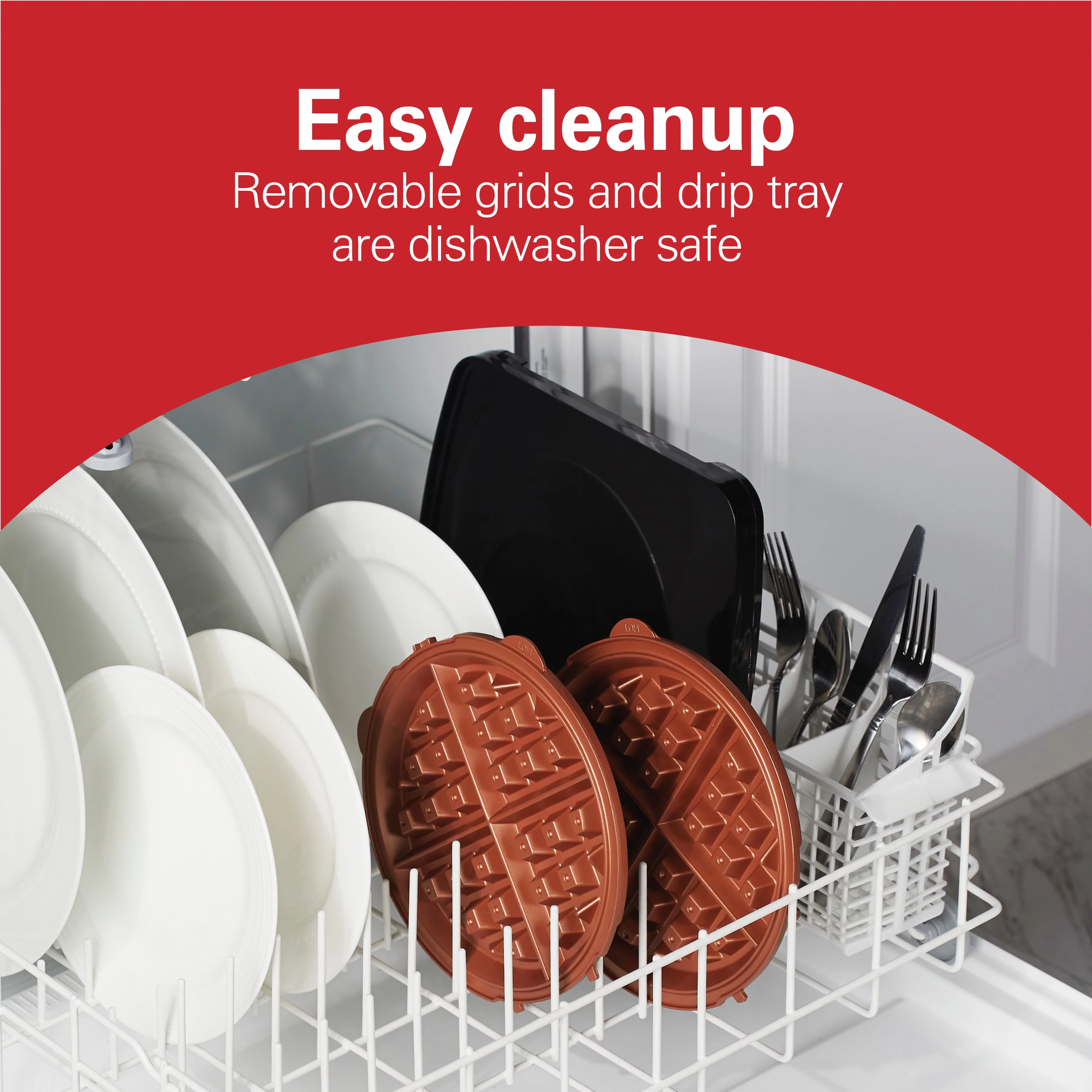 Hamilton Beach Flip Belgian Waffle Maker with Removable Durathon Non-Stick Plates, Black, 26133