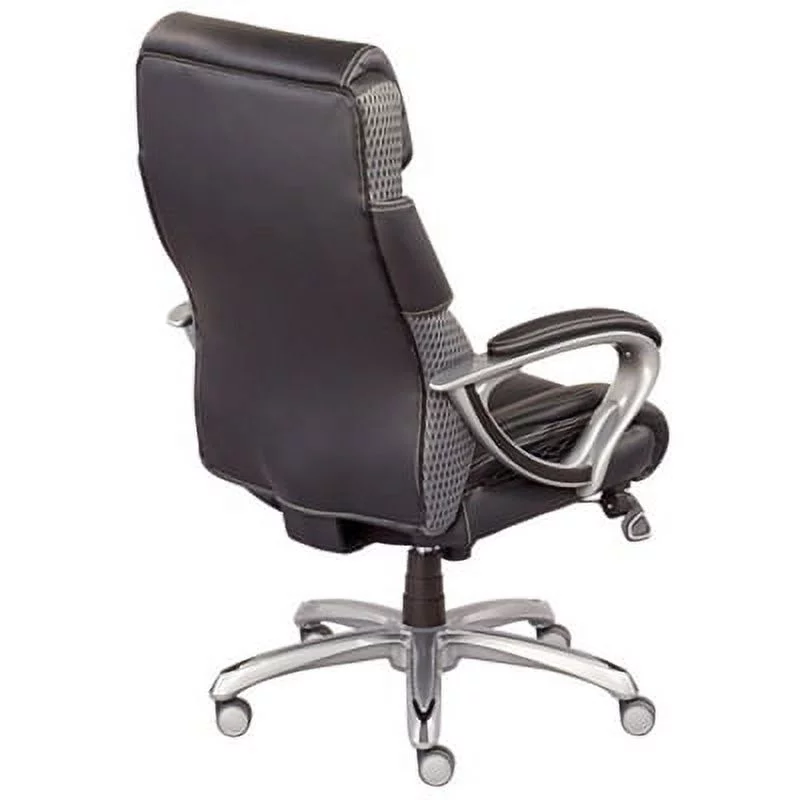 Octave Big and Tall High Back Chair with Breathable Memory Foam Seat Black Faux Leather/Gray Mesh Fabric Accents/Cosmic Gray Frame