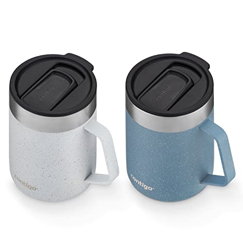 Contigo Stainless Steel Vacuum-Insulated Mug with Handle and Splash-Proof Lid, 14oz., Salt Speckle & Dark Ice Speckle