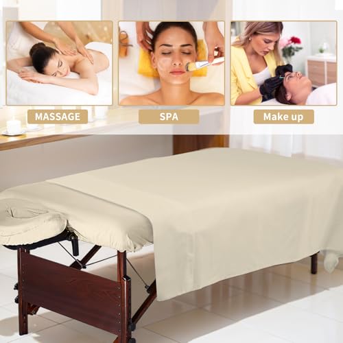 4 Sets Premium Microfiber Massage Table Sheets Set 3 Piece Set Includes Massage Table Cover Fitted Sheet and Fitted Face Rest Cover, White
