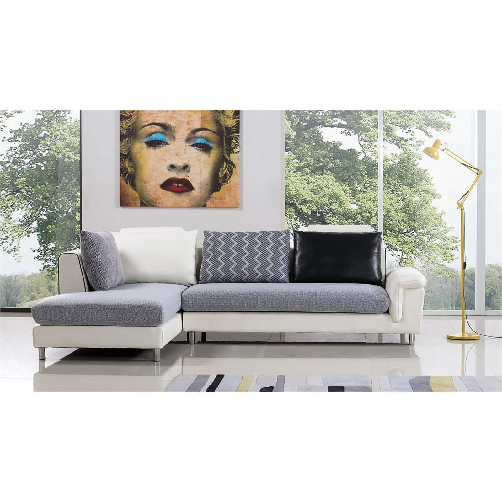 AE-L343 Gray Color With Fabric Sectional Left Facing Chaise
