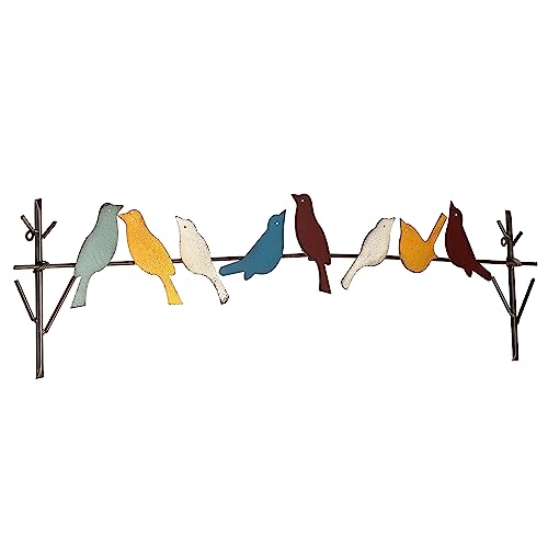 Wenbery Metal Birds Wall Art – Metal Birds Wall Decor Art Birds On a Wire 3D Bird Decor (29
