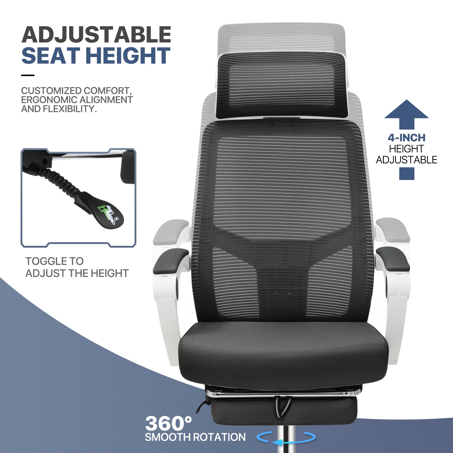 MoNiBloom Computer Desk & Chair Set, Ergonomic High Back Chair and Study Writing Table with Display Bookshelf, Black