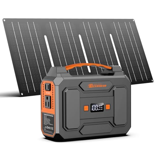 Portable Power Station with Foldable 40W Solar Panel, 100W Solar Powered Generator with Panels,110V AC Outlet Camping Solar Power Bank 146Wh DC Battery Pack for Smart Device RV Outdoor Power Outage
