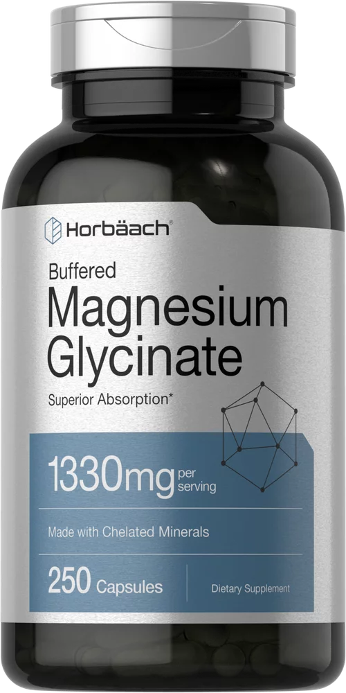 Magnesium Glycinate 1330mg | 250 Capsules | Buffered and Chelated | by Horbaach