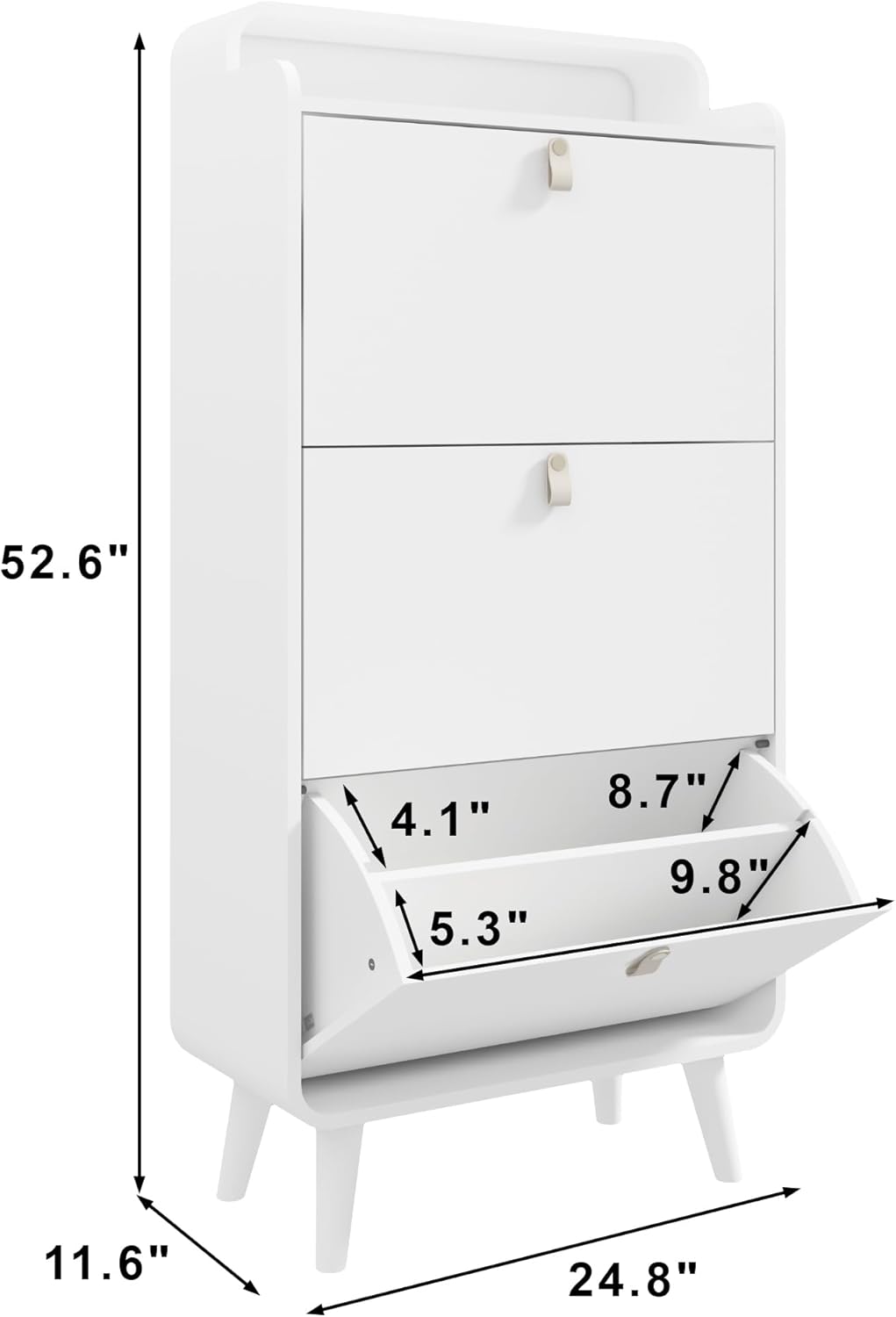 Modern Arc Design Shoe Cabinet with 3 Drawers - Elegant White Entryway Shoe Storage Solution for Closets, Apartments, Hallways & Outdoor Spaces