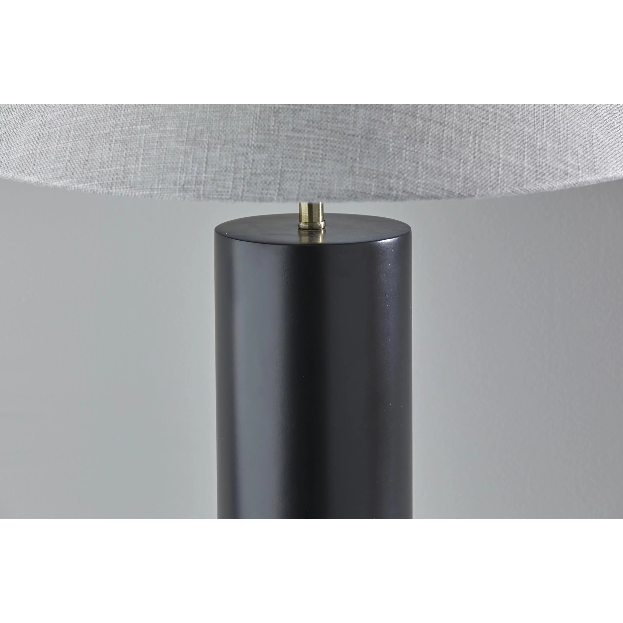 Adesso Martin Table Lamp, Black Poplar Wood with Antique Brass Accent