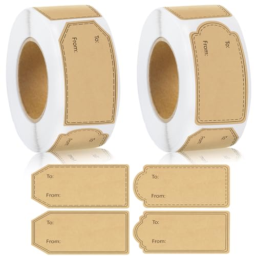 600 Pcs Natural Brown Kraft to and from Gift Tag Stickers 1.18