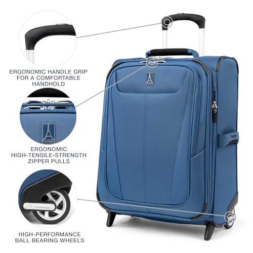 Travelpro Maxlite 5 Softside Expandable Upright 2 Wheel Carry on Luggage, Lightweight Suitcase, Men and Women, Burgundy, Carry On 22-Inch
