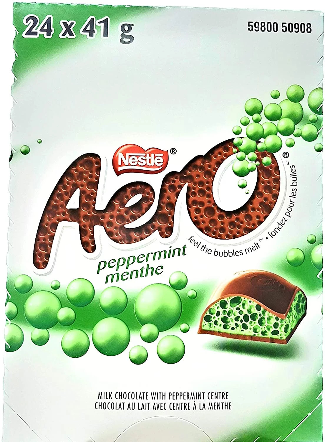 Nestle Aero Chocolate Bar Peppermint, 41g/1.4oz, 24-Pack