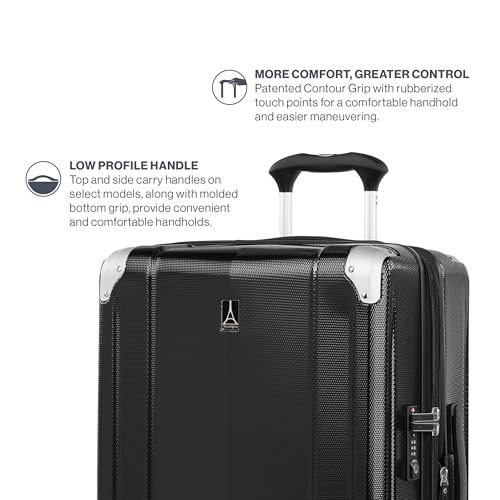 Travelpro Pathways 3 Hardside Expandable Luggage, 8 Spinner Wheels, Lightweight Hard Shell Suitcase, Carry On 21 Inch, Black Knight
