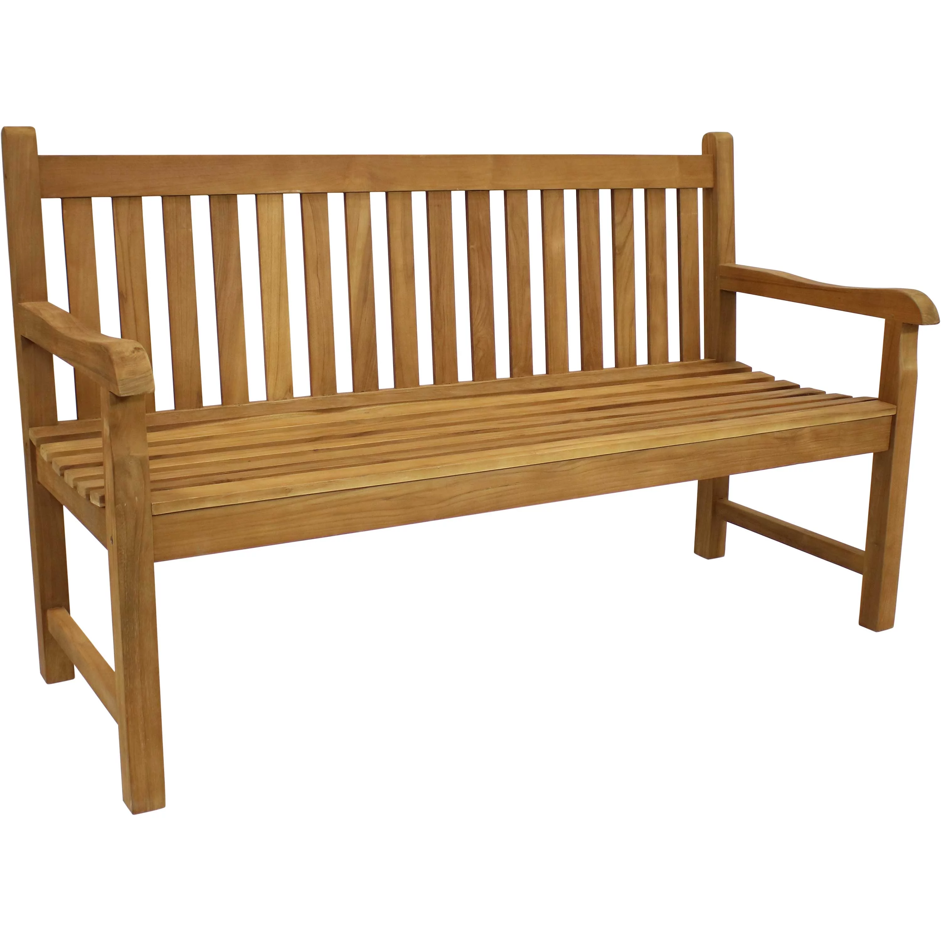 Sunnydaze Outdoor Solid Teak Wood with Light Stained Finish Patio Garden Bench Seat - 60