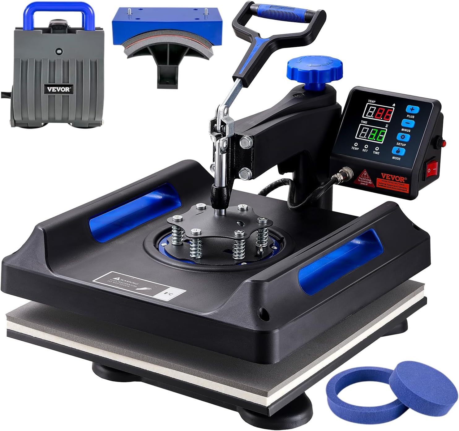 VEVOR Heat Press, 15x15inches Heat Press Machine 5 in 1, Swing Away Digital Control Multifunctional Heat Press, Anti-Scald Fast-Heating, Sublimation Combo for T-Shirts Hats Caps Mugs Plates