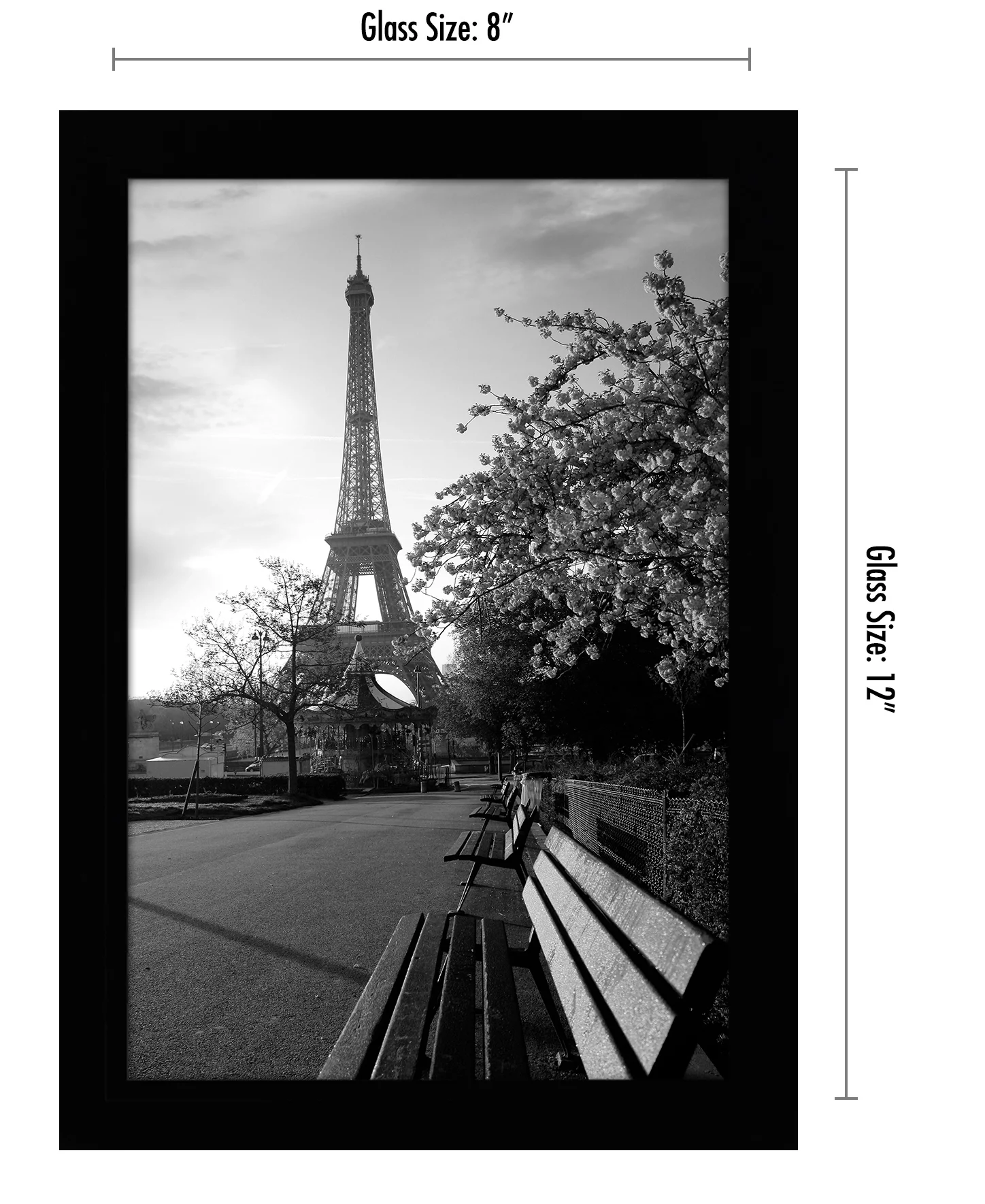 Americanflat 8 x 12 Black Picture Frame - Shatter-Resistant Glass