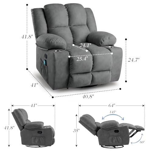 Oversized Power Lift Recliner Chair for Elderly with Massage, Electric Lift Chair Sofa with USB Port, Infinite Position, Side Pockets, Remote Control, Dark Grey