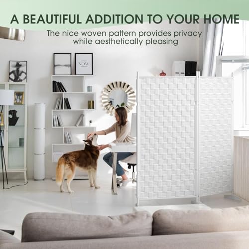 2 Panel Room Divider for Room Separation - White Wall Dividers for Rooms Small Folding Privacy Screens Indoor Partitions and Deviders Freestanding Portable Changing Separtion Space Partition Screen