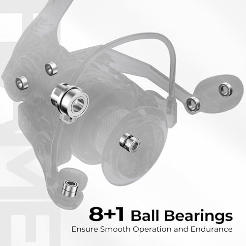 Piscifun Flame Spinning Reels, Lightweight 9+1BB Ultra Smooth Spinning Fishing Reels, 19.8LBs Max Drag, 2000, 3000, 4000, 5000 Series, Red & Blue