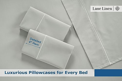 Lane Line 100% Egyptian Cotton Queen Sheet Set - 1500 TC, 4 PCs - Luxury Sateen Cotton White Bed Sheets Set - Hotel White Sheets Queen Set - 15