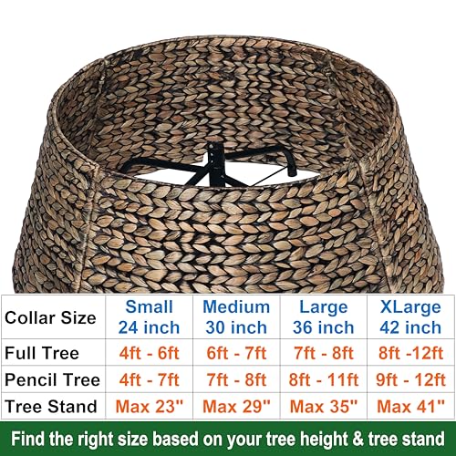 CENBOSS Rattan Christmas Tree Collar, Wicker Tree Skirt & Stand Base Cover (Brown Wash, 24 inch)