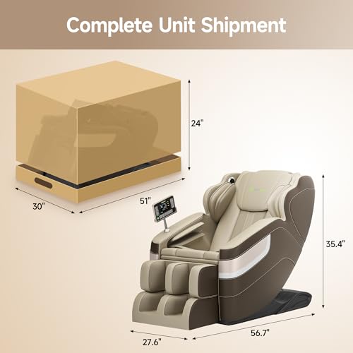Real Relax Full Body Massage Chair, Zero Gravity Massage Recliner Chair with 6 Auto Modes, Full Body Airbags, Bluetooth, Fit Office and Home, Brown