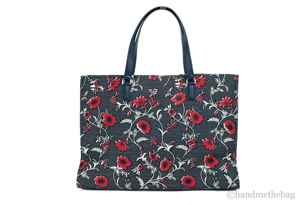 Tory Burch (139366) Medium Nylon Retro Batik Print Shoulder Tote Handbag (Navy Red)