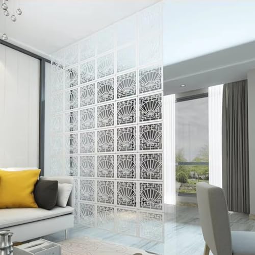 Room Privacy Screen Divider Living Room Hanging Room Divider Wall, 5mm Thick DIY Indoor Privacy Partition Screen for Home Hotel Office Bar Decor, Hollow Out Design Wood-Plastic Panels(5pcs)