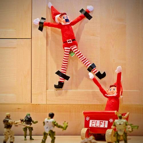 Elfie (Boy) and Elvie (Girl) Set Fun and Playful Elves Behavin' Badly Figure with Soft Body and Vinyl Face-Set of 2, Red