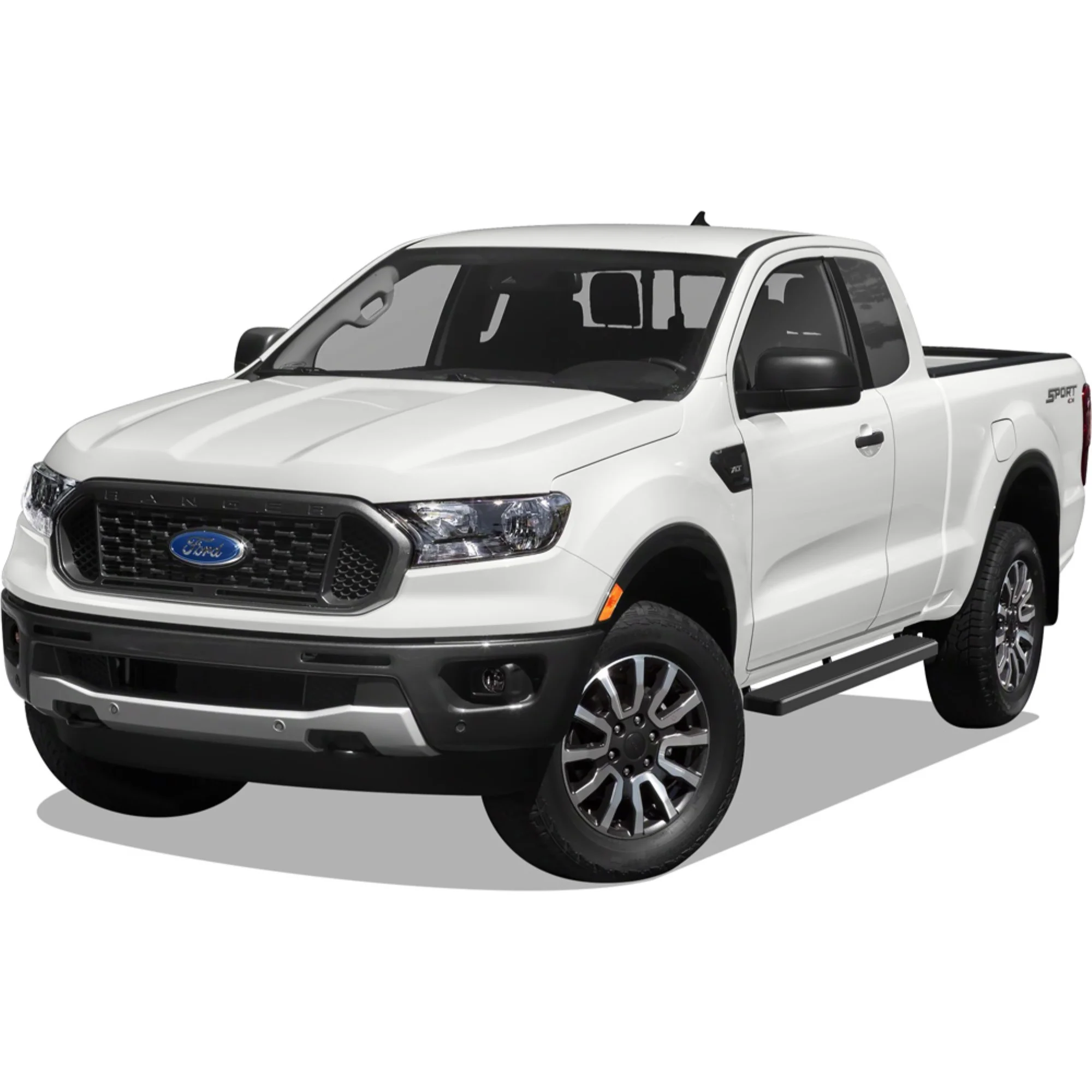 2019-2022 Ford Ranger Super Cab (with 2 Full Size Doors and 2 Suicide Doors) Stainless Steel with 6061 Aluminum Step Pad Black Finish 5-Inch Door to Door Side Step iStep 5 Inch SS