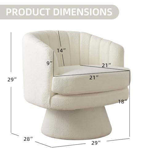 CANMOV Swivel Accent Chair with Armrest, Modern 360 Degree Swivel Barrel Chair with Curve Back and Soft Cushion,Comfy Round Sherpa Teddy Armchair Single Sofa for Living Room,Bedroom,Waiting Room,Beige