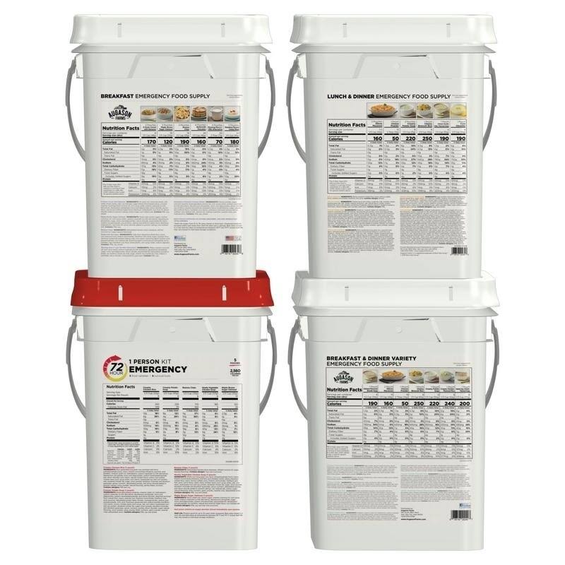 Augason Farms Deluxe Food Variety 4-Pail Kit with Survival Gear