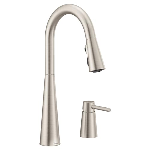 Moen 7871BL Sleek One-Handle High Arc Kitchen Faucet with In-Deck Handle, Matte Black