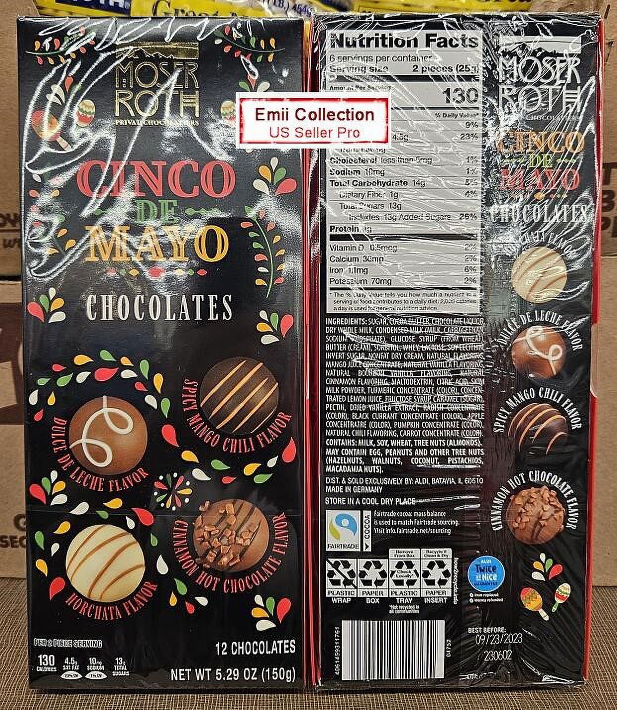 Moser Roth Cingo De Mayo 12 Chocolates Truffles 5.29oz 150g (2 Boxes)