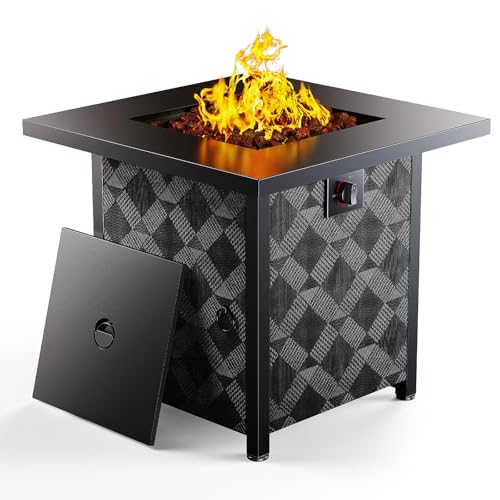 Ciays 32Inch Propane Fire Pit Table, 50,000 BTU Outdoor Gas Fire Pit Table CSA-Certified for Outside Patio with Removable Lid and Lava Rocks, Smoke-Free Burning, Parties, Backyard, Garden