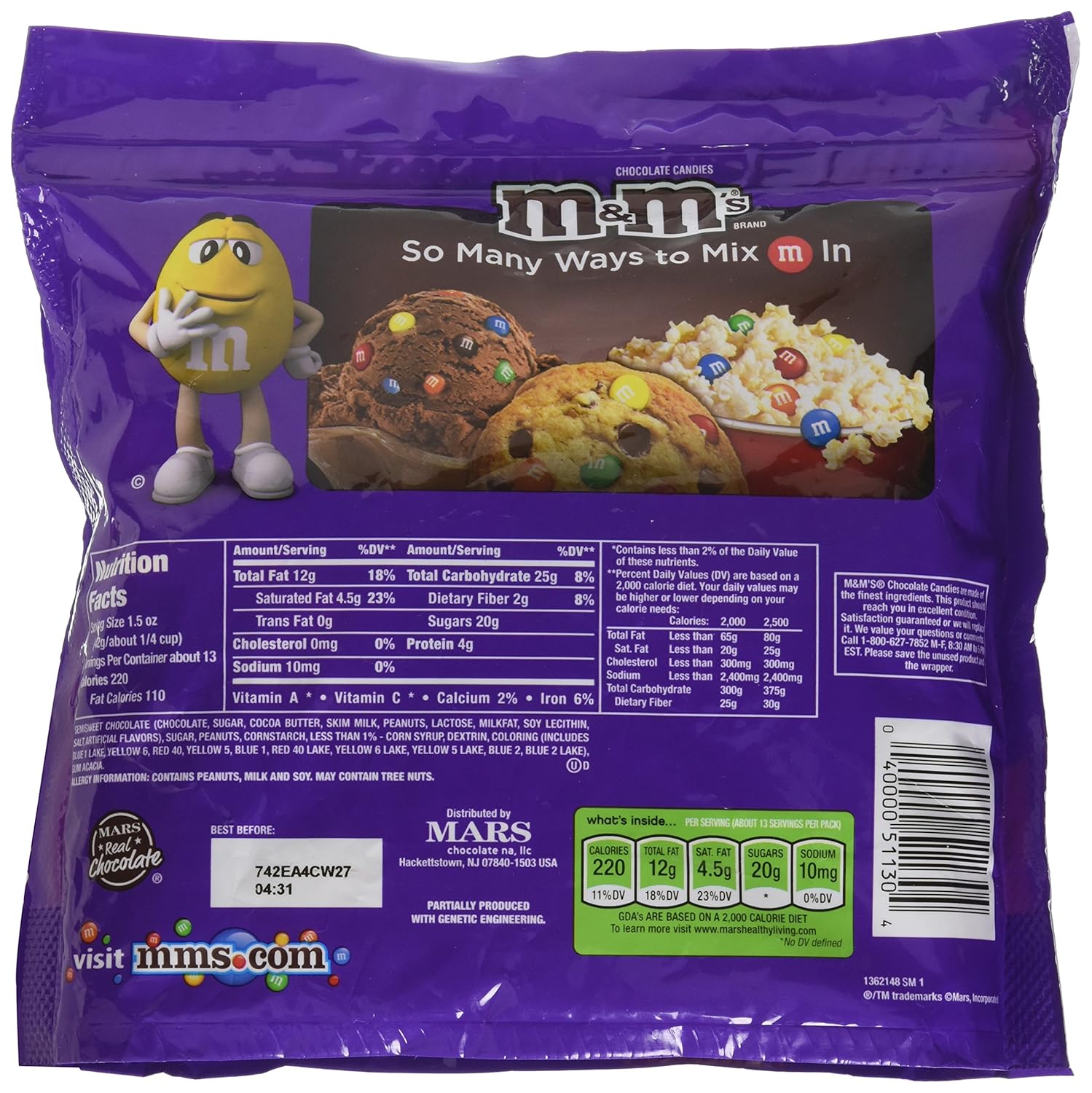 M&M'S Peanut Dark Chocolate Candy Family Size, 19.2 Ounce
