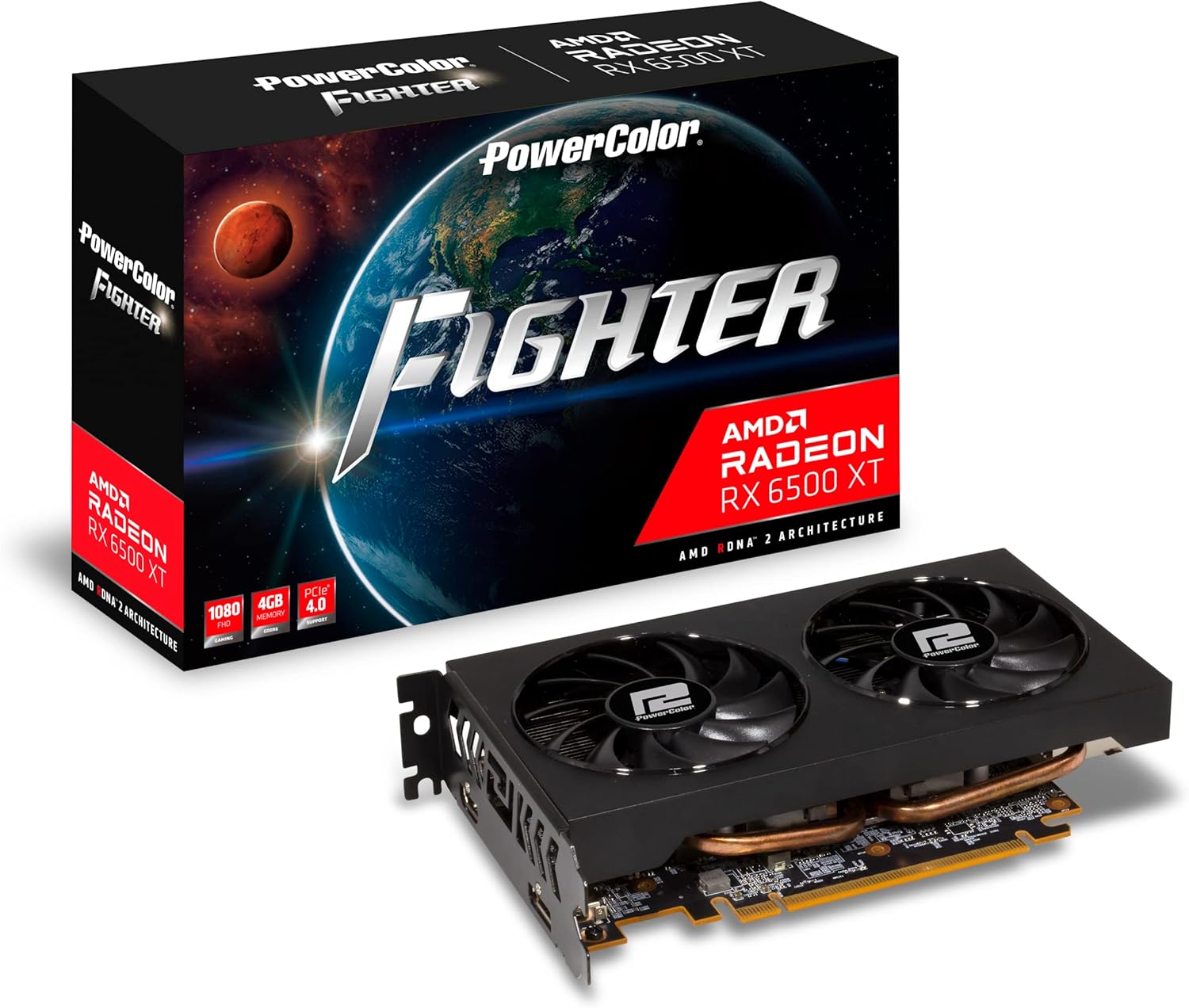 PowerColor Fighter AMD Radeon RX 6500 XT Gaming Graphics Card with 4GB GDDR6 Memory