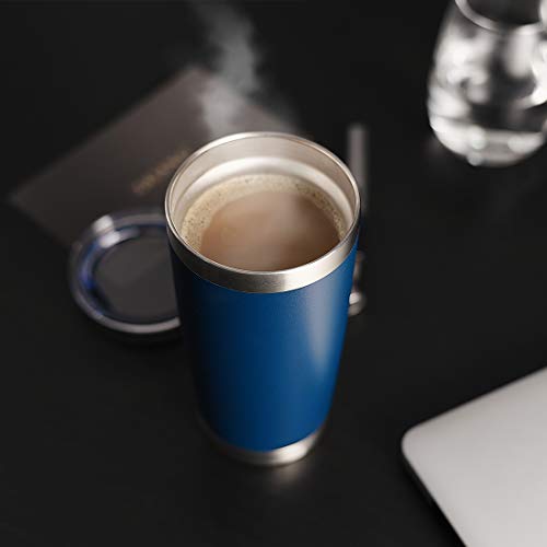 DOMICARE 20oz Stainless Steel Tumbler Bulk with Lid, Double Wall Vacuum Insulated Travel Mug, Powder Coated Coffee Cup, Powder Black, 8 Pack