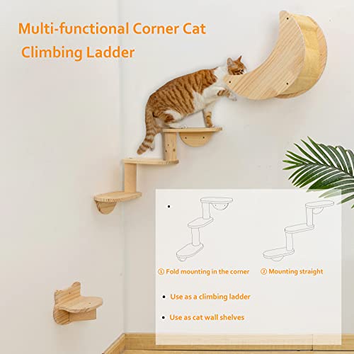 Cat Shelf for Wall Hammock Climbing Shelves and Perches Solid Wood Cat Steps for Activity Indoor Cats Wall Furniture 3pcs/Set