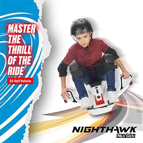 Rollplay Nighthawk Electric Ride On Toy for Ages 6 & Up with 12V 7AH Rechargeable Battery, Side Handlebars for Steering, Tall Rear Safety Flag, and a Top Speed of 6.5 MPH, White