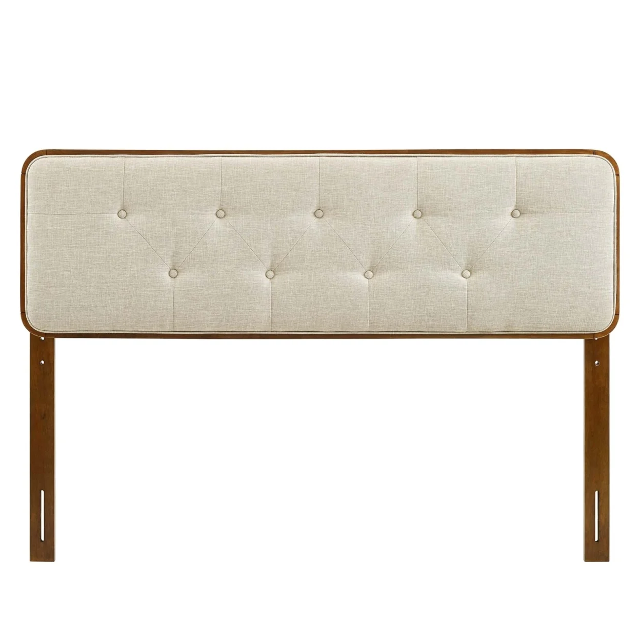 Modway Collins Tufted King Fabric and Wood Headboard in Walnut Beige