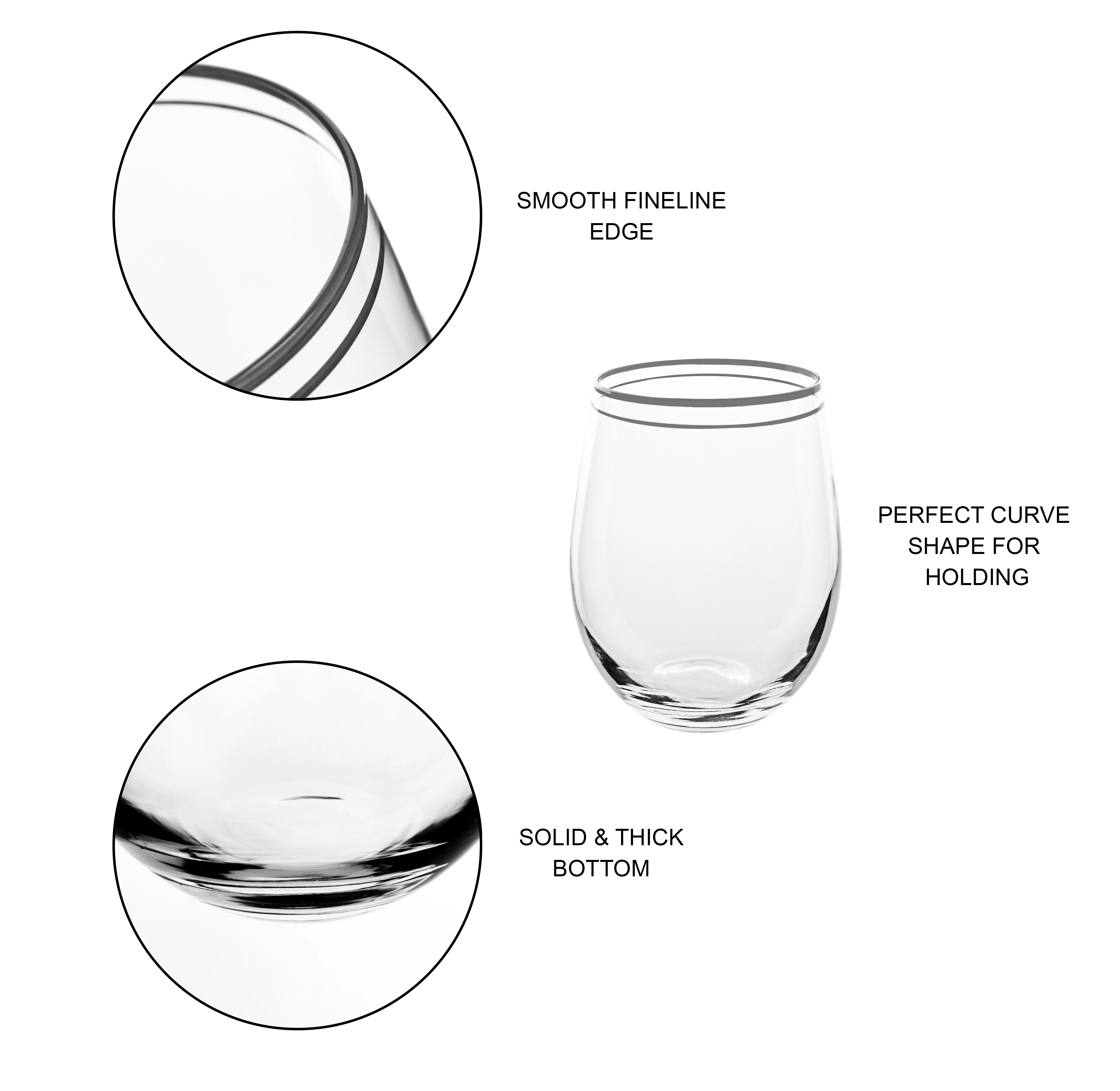 Craft And Party- Stemless Wine Glass ( Set Of 4-6)