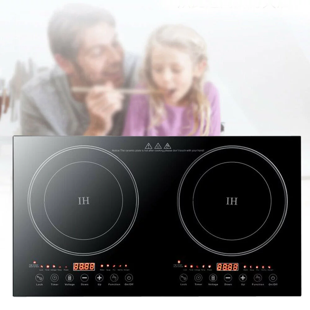 OUKANING 1200W+1200W Dual Burners Electric Cooker Burner Stove Cooktop Stove Cooker Black