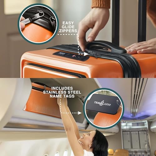 22 Inch Carry On Luggage 22x14x9 Airline Approved, Carry On Suitcase with Wheels, Hard-shell Carry-on Luggage, Durable Luggage Carry-On, Black Small Suitcase with Cosmetic Case