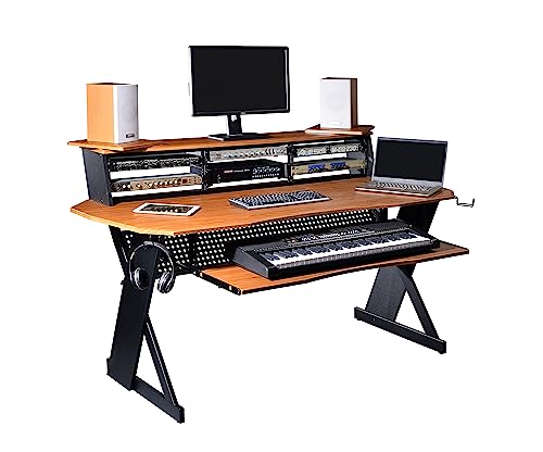 EX100 Series Music Studio Desk Workstation with 3 x 4U Rack (Cherry)
