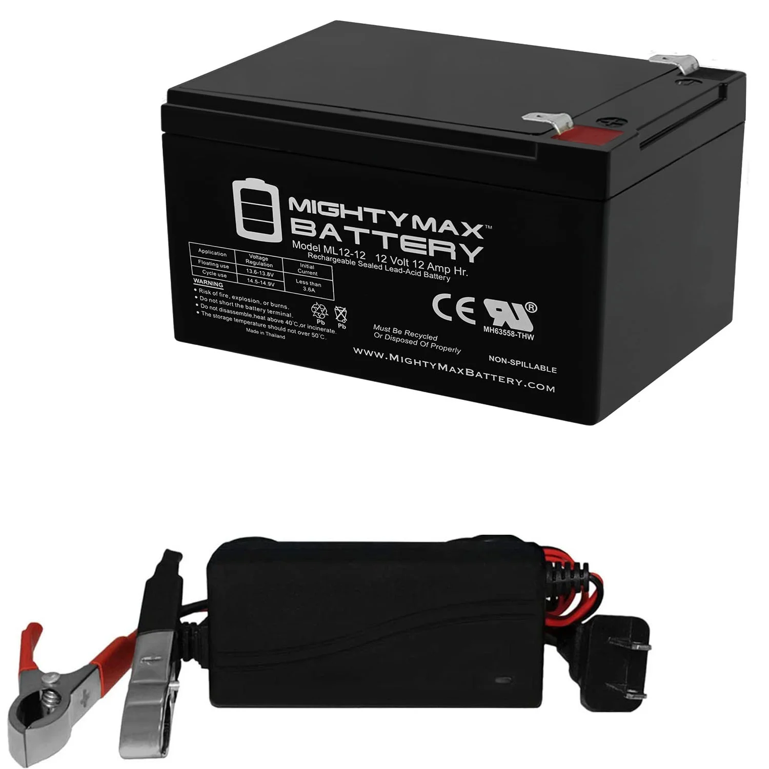12V 12AH Battery Replacement for Haijiu 6-DFM-12A + 12V Charger
